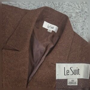 Le Suit Women 18 Brown Geometric Shape Single Button No Vent Blazer Sport Jacket